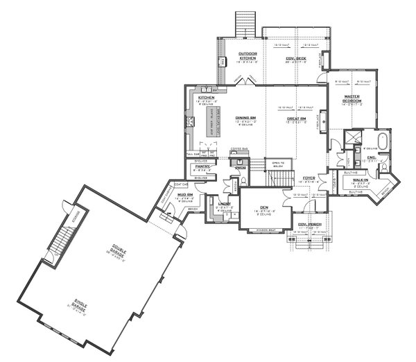 House Plan Design - Craftsman Floor Plan - Main Floor Plan #1086-5