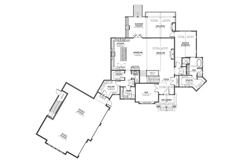 House Plan Design - Floor Plan - Main Floor for Craftsman House Plan #1086-5 - 4 bed, 3.5 bath