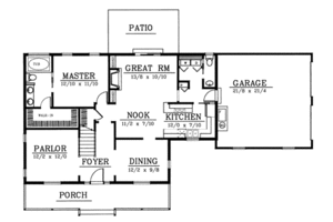 Floor Plan - Main Floor for Country House Plan #101-201 - 3 bed, 2.5 bath
