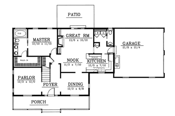 Floor Plan - Main Floor for Country House Plan #101-201 - 3 bed, 2.5 bath