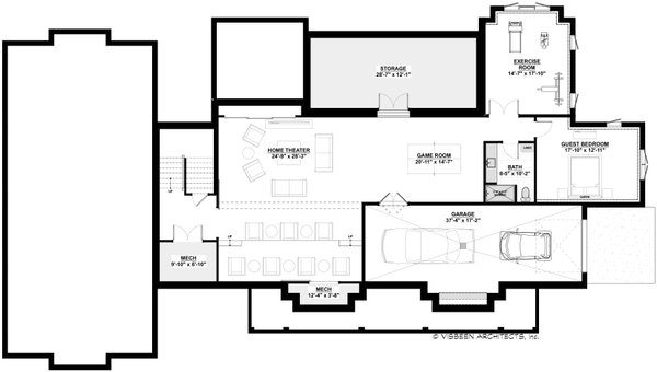 Architectural House Design - Southern Floor Plan - Lower Floor Plan #928-378