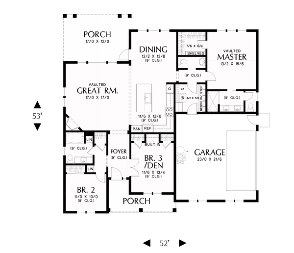 Architectural House Design - Farmhouse Floor Plan - Main Floor Plan #48-985