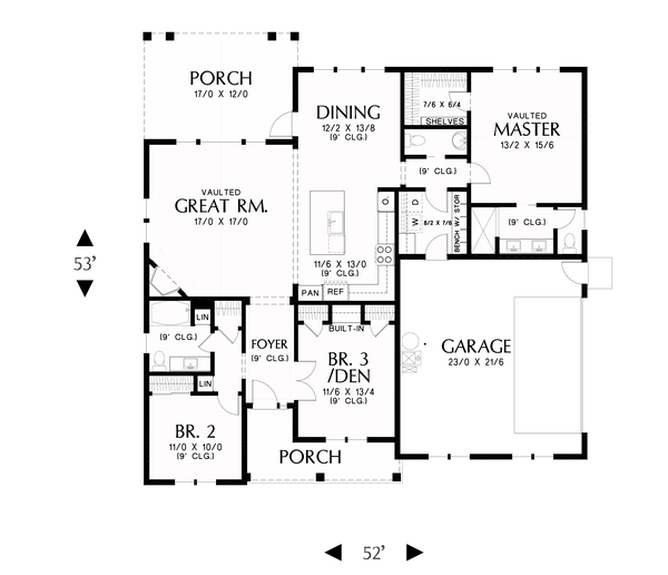 Farmhouse Floor Plan - Main Floor Plan #48-985