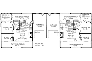 Floor Plan - Main Floor for Ranch House Plan #21-128 - 1 bed, 1 bath