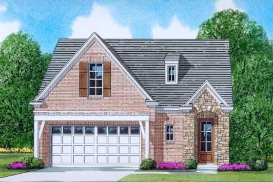 Exterior - Front Elevation for European House Plan #424-39 - 3 bed, 2.5 bath