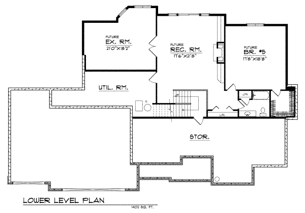 Architectural House Design - Traditional Floor Plan - Lower Floor Plan #70-530