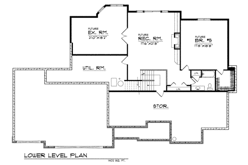 Home Plan - Floor Plan - Lower Floor for Traditional House Plan #70-530 - 4 bed, 3.5 bath
