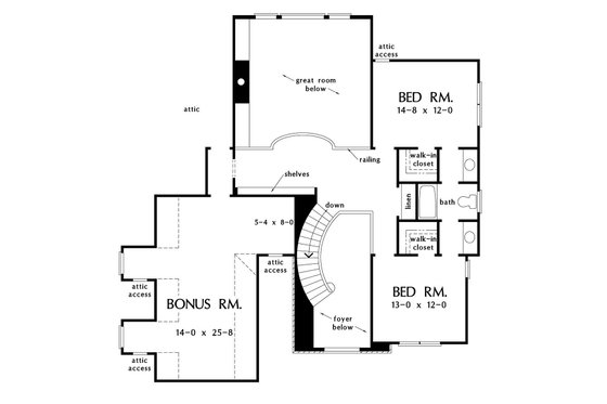 Floor Plan - Upper Floor for Craftsman House Plan #929-30 - 4 bed, 3 bath