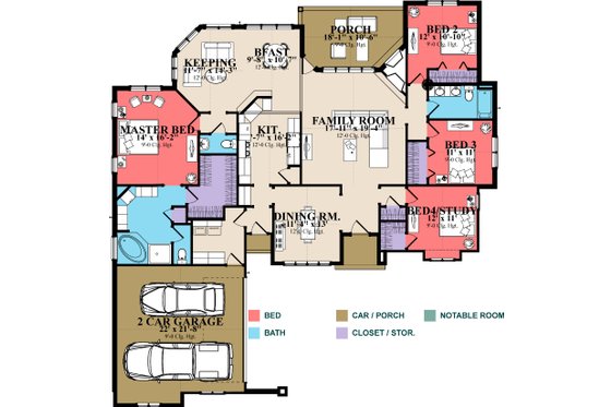 Floor Plan - Main Floor for Country House Plan #63-267 - 4 bed, 2.5 bath