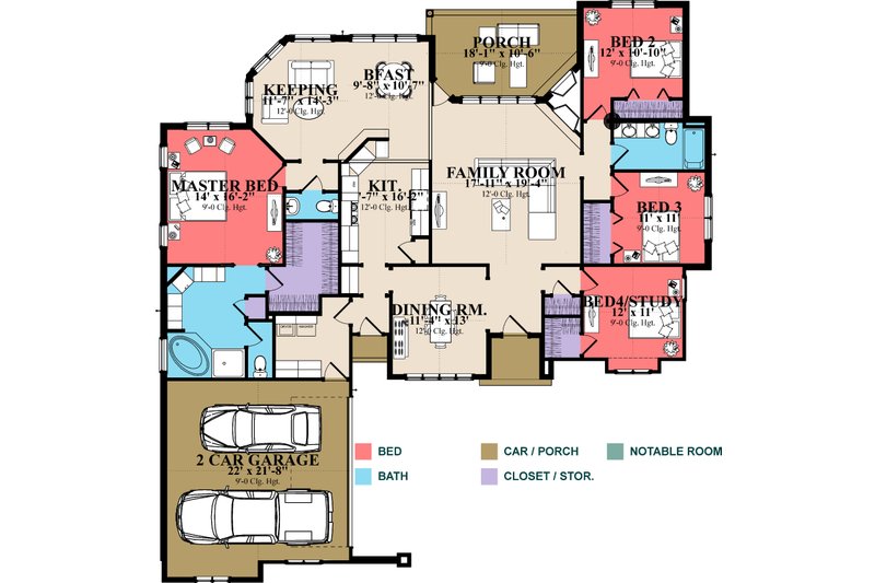 Home Plan - Floor Plan - Main Floor for Country House Plan #63-267 - 4 bed, 2.5 bath