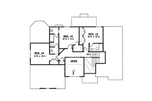 Floor Plan - Upper Floor for Traditional House Plan #67-208 - 4 bed, 4 bath