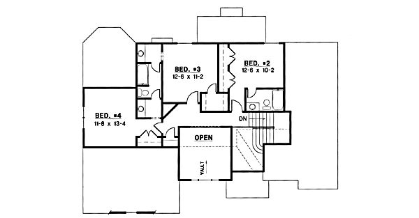 Traditional Floor Plan - Upper Floor Plan #67-208