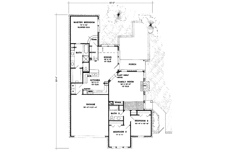 Home Plan - Floor Plan - Main Floor for European House Plan #410-221 - 3 bed, 2 bath