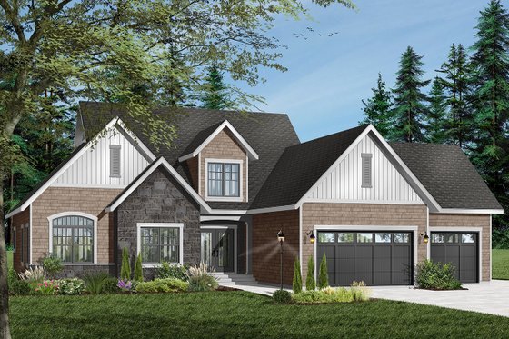 Exterior - Front Elevation 4 for Traditional House Plan #23-401 - 4 bed, 3.5 bath