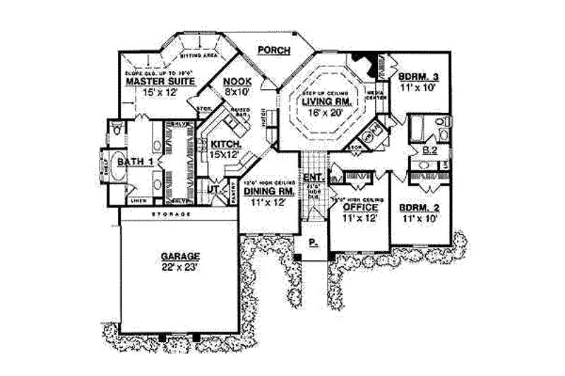 Home Plan - Floor Plan - Main Floor for European House Plan #40-178 - 4 bed, 2 bath
