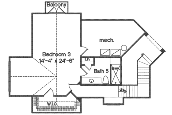 Floor Plan - Upper Floor for European House Plan #135-106 - 4 bed, 5 bath