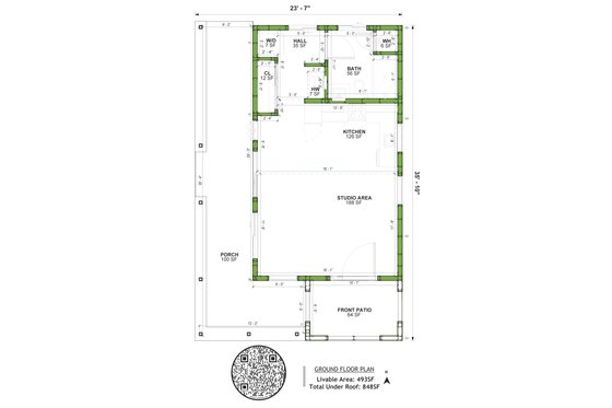 Floor Plan - Main Floor for Mediterranean House Plan #1106-21, 1 bath