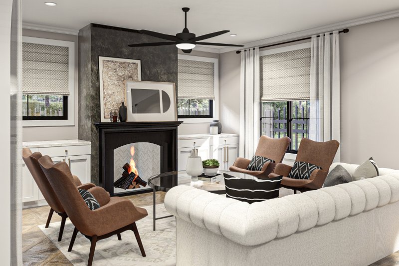 House Blueprint - Interior - Family Room for Modern House Plan #455-658 - 4 bed, 3.5 bath