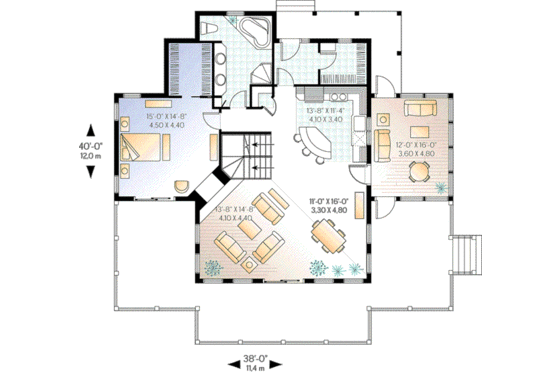 Floor Plan - Main Floor for Traditional House Plan #23-385 - 3 bed, 2 bath
