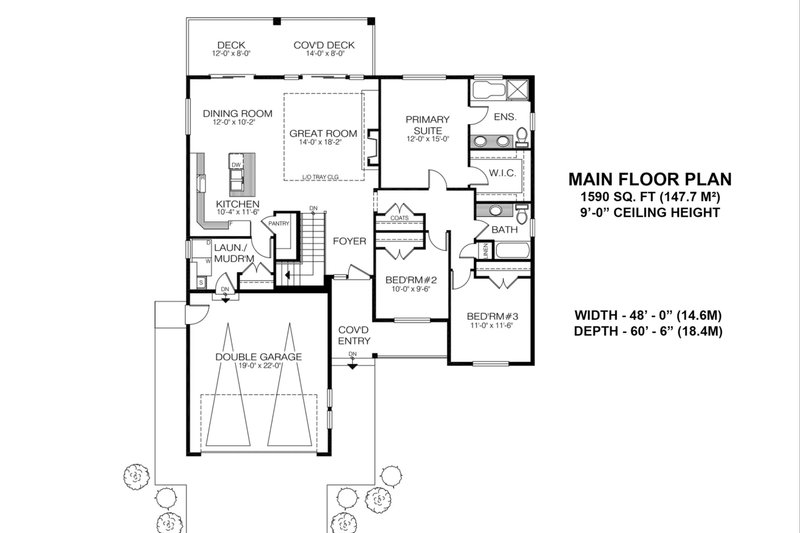 House Plan Design - Floor Plan - Main Floor for Farmhouse House Plan #1100-72 - 3 bed, 2 bath