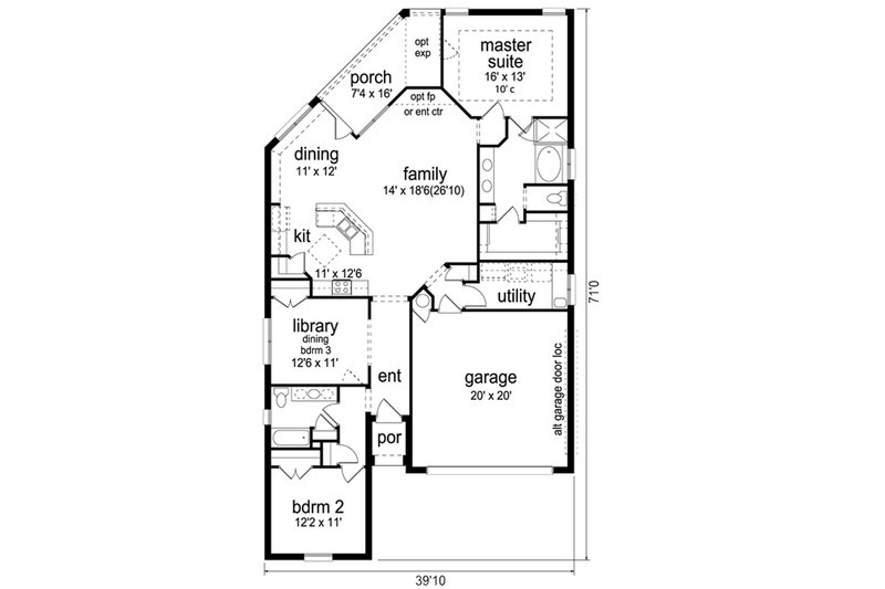 Architectural House Design - Floor Plan - Main Floor for Traditional House Plan #84-577 - 2 bed, 2 bath
