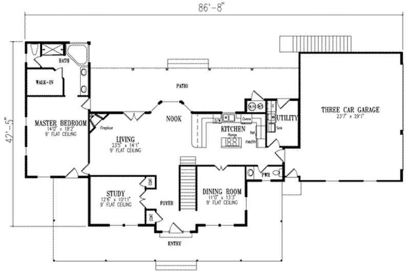 Home Plan - Floor Plan - Main Floor for Farmhouse House Plan #1-765 - 3 bed, 3.5 bath