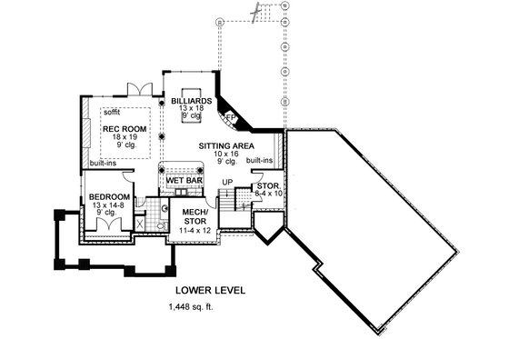 Floor Plan - Lower Floor for Craftsman House Plan #51-576 - 5 bed, 4.5 bath