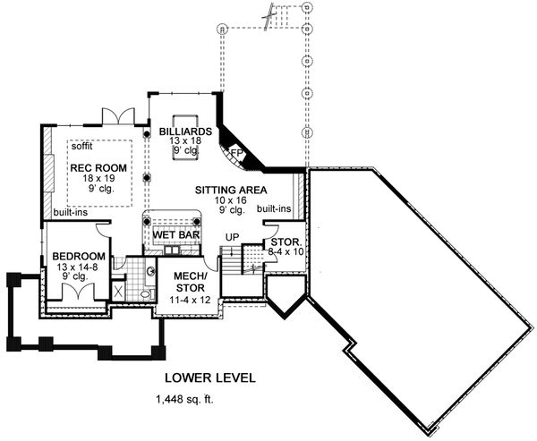 Craftsman Floor Plan - Lower Floor Plan #51-576