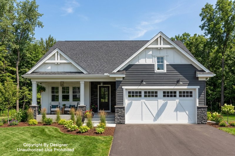 Exterior - Front Elevation 2 for Craftsman House Plan #51-1530 - 3 bed, 2 bath