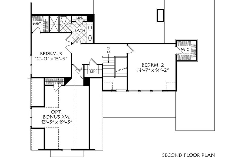 House Blueprint - Floor Plan - Upper Floor for Farmhouse House Plan #927-1009 - 4 bed, 3 bath