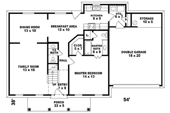 Floor Plan - Main Floor for Southern House Plan #81-683 - 3 bed, 2.5 bath
