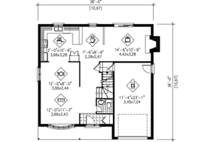 Floor Plan - Main Floor for Traditional House Plan #25-2092 - 3 bed, 1.5 bath