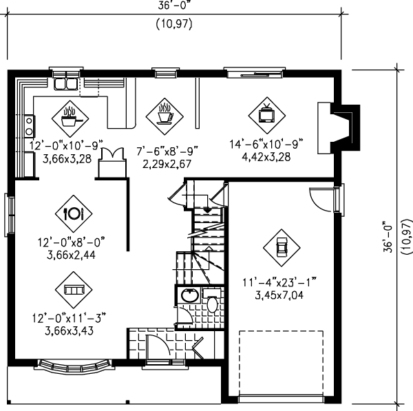 Architectural House Design - Traditional Floor Plan - Main Floor Plan #25-2092