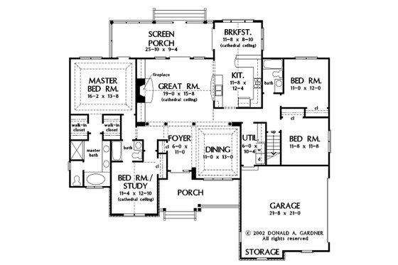 Floor Plan - Main Floor for Country House Plan #929-9 - 4 bed, 3 bath