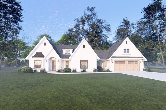 Exterior - Front Elevation 4 for Tudor House Plan #1109-2 - 2 bed, 2 bath