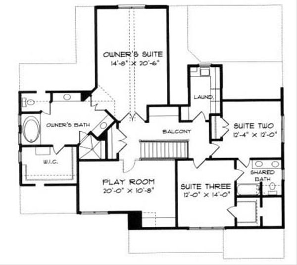Architectural House Design - Craftsman Floor Plan - Upper Floor Plan #413-102