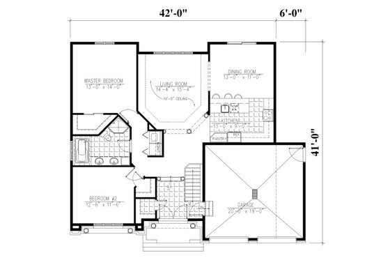 Floor Plan - Main Floor for European House Plan #138-352 - 2 bed, 1 bath
