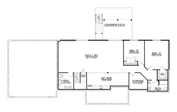 Country Floor Plan - Lower Floor Plan #1064-184