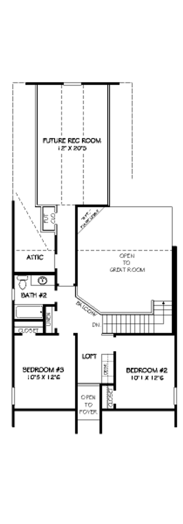 Floor Plan - Upper Floor for European House Plan #424-134 - 3 bed, 2.5 bath