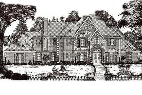 Exterior - Front Elevation for European House Plan #62-144 - 4 bed, 3.5 bath