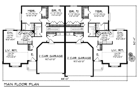 Floor Plan - Main Floor for Traditional House Plan #70-747 - 2 bed, 2 bath