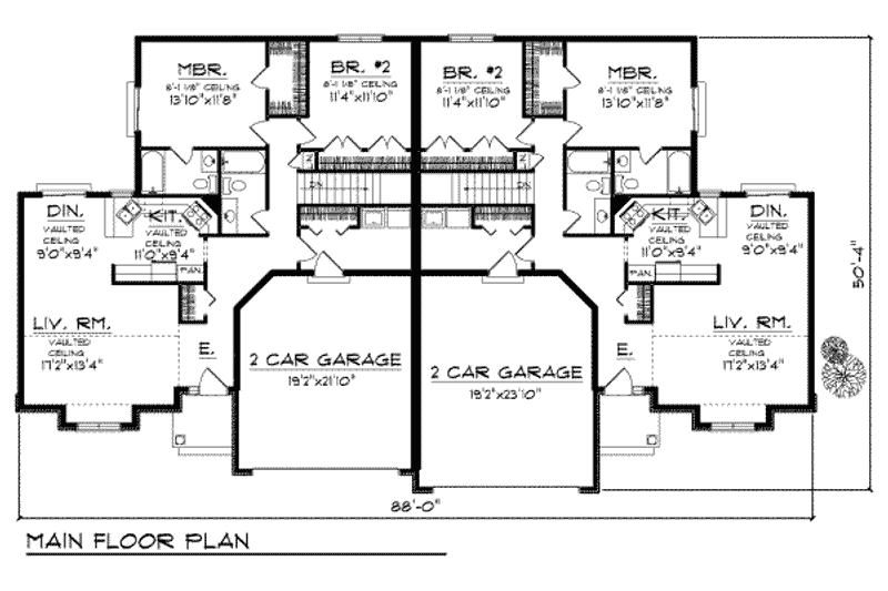 Home Plan - Floor Plan - Main Floor for Traditional House Plan #70-747 - 2 bed, 2 bath