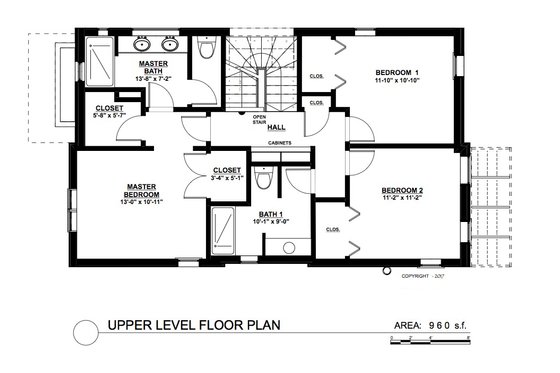 Floor Plan - Upper Floor for Contemporary House Plan #535-26 - 3 bed, 3.5 bath