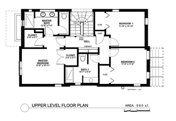 Contemporary Floor Plan - Upper Floor Plan #535-26