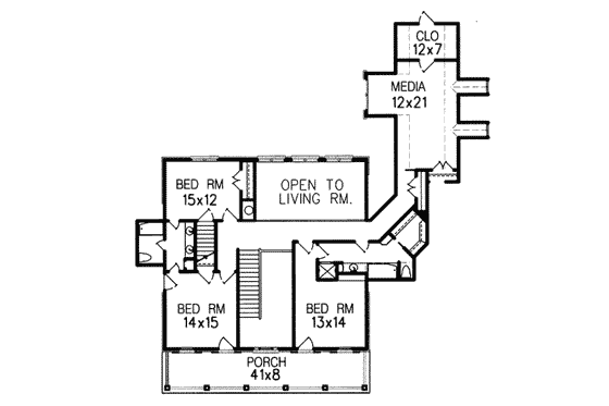 Floor Plan - Upper Floor for Southern House Plan #15-238 - 5 bed, 4.5 bath