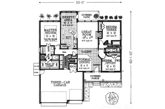 Floor Plan - Main Floor for European House Plan #310-578 - 3 bed, 2 bath