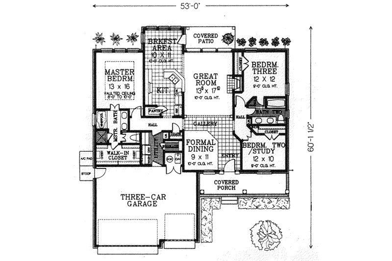 Dream House Plan - Floor Plan - Main Floor for European House Plan #310-578 - 3 bed, 2 bath