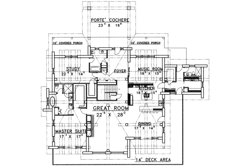 Architectural House Design - Floor Plan - Main Floor for Modern House Plan #117-487 - 4 bed, 5 bath