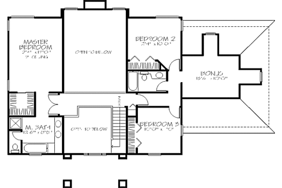 Floor Plan - Upper Floor for Colonial House Plan #320-385 - 3 bed, 3 bath