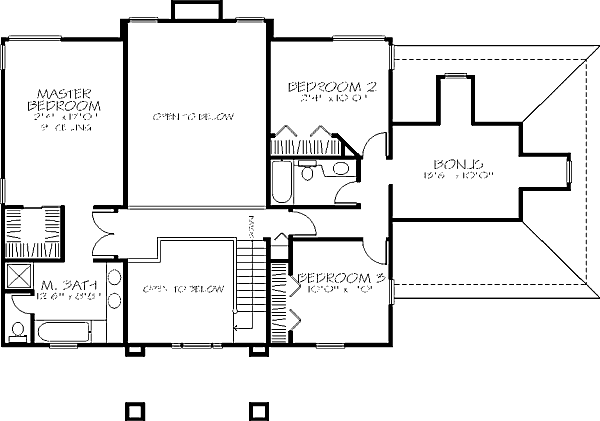 Colonial Floor Plan - Upper Floor Plan #320-385